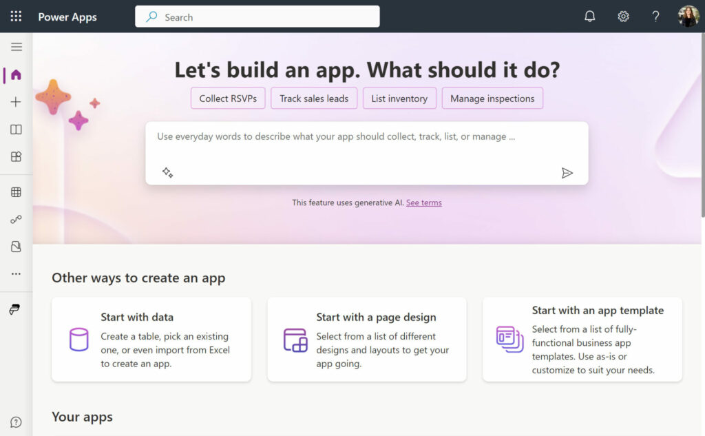 power apps home screen, lets build an app