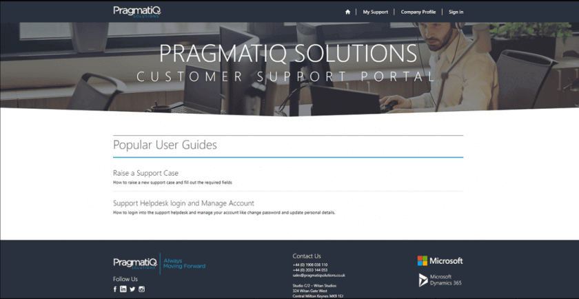 pragmatiq customer support portal
