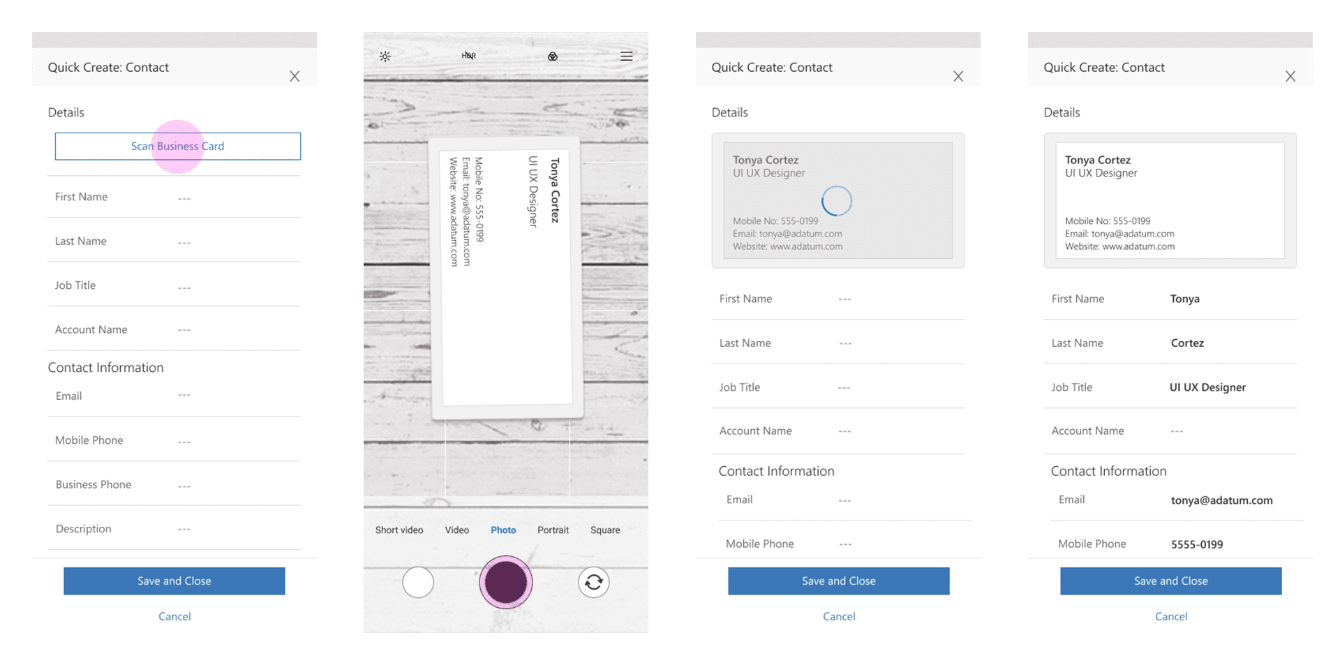 automate contact creation with business card reader