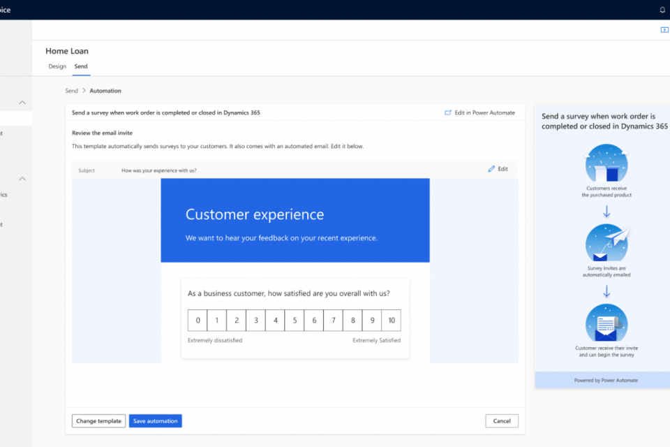 Customer voice survey send automated email