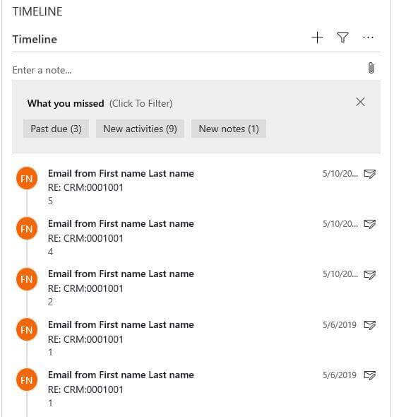 manage email on the timeline wall in Unified Interface