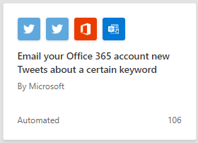email your office 365 account new tweets about a certain keyword