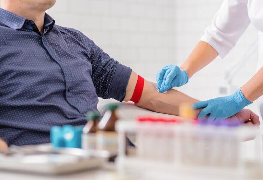 Male giving blood