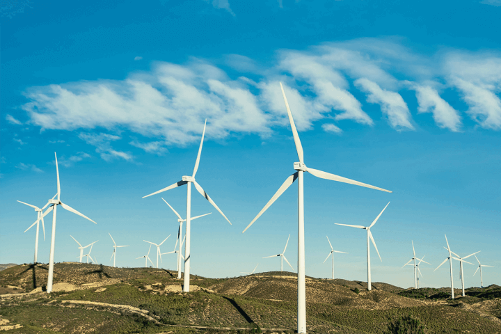 Wind turbine farm in the hills