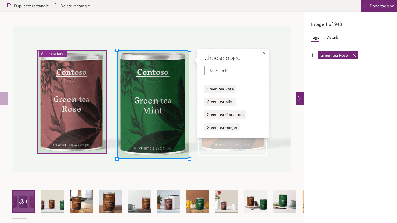 Three tea mint boxes detected by image detector