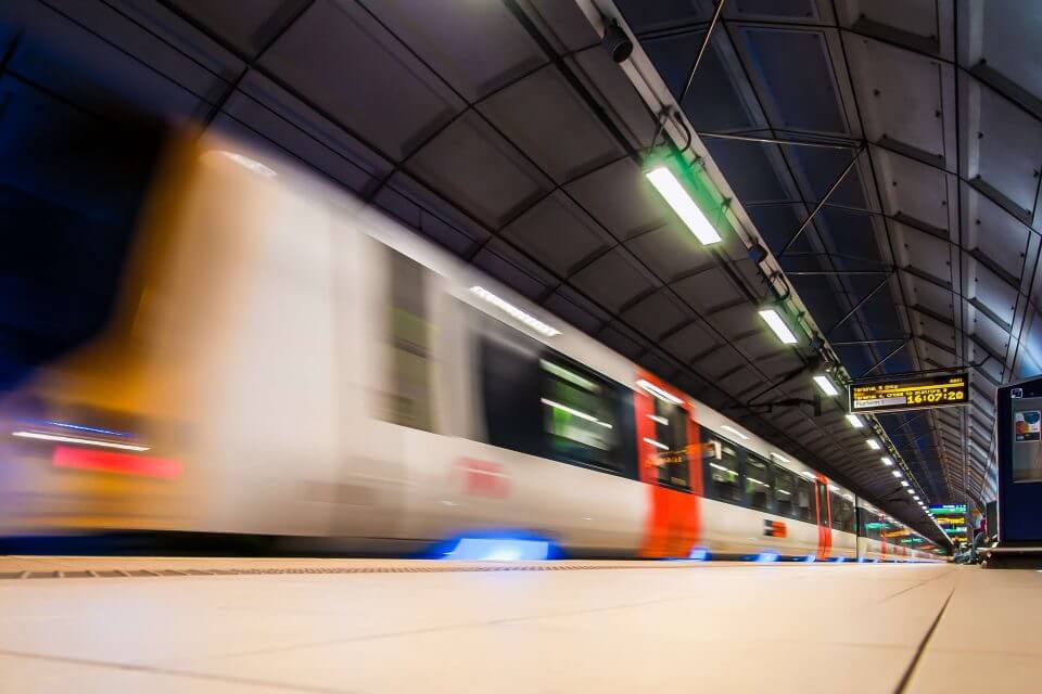 train moving through station