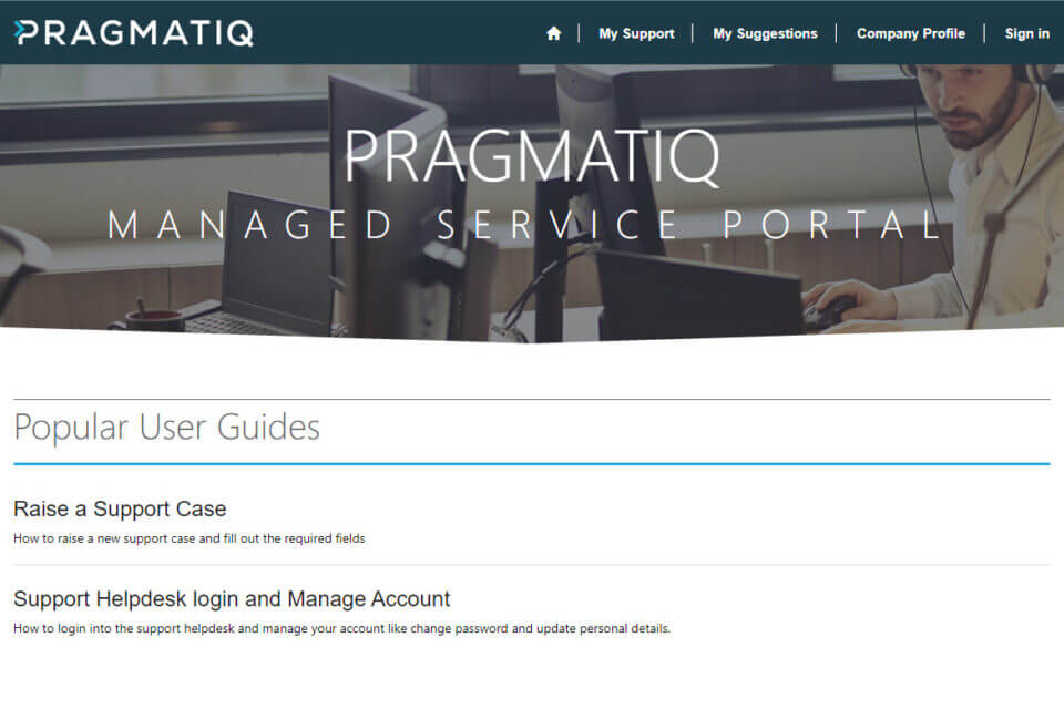 Pragmatiq managed service portal