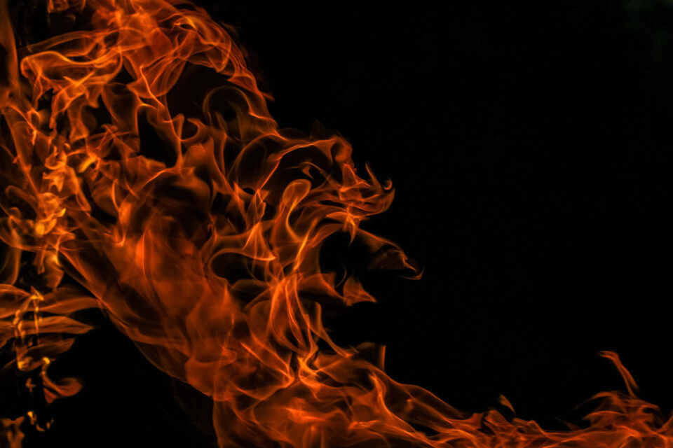 flames on black background