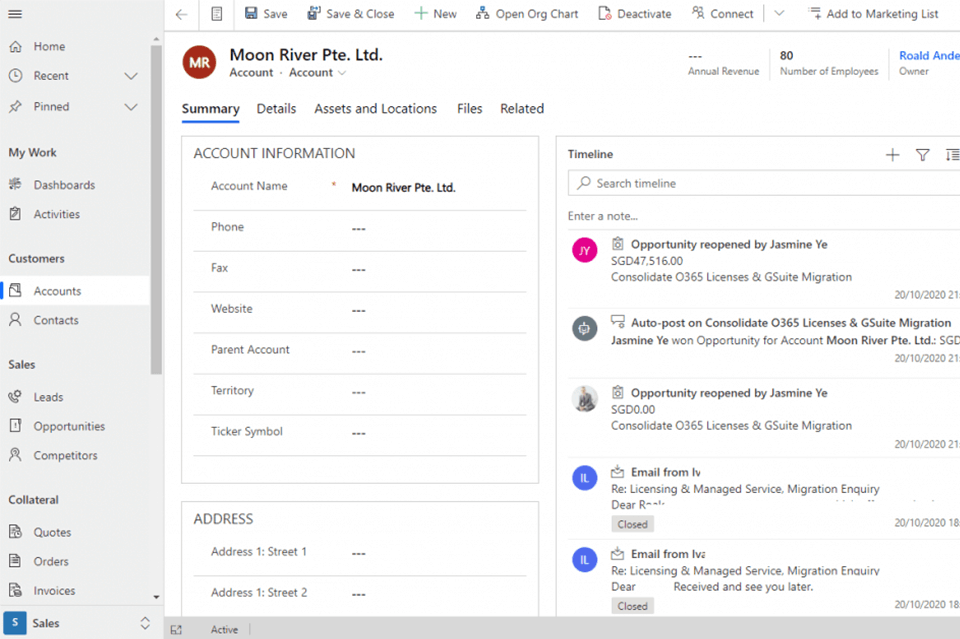 Dynamics 365 account for financial services