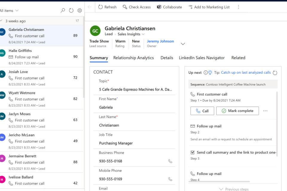 central view of membership record in dynamics 365