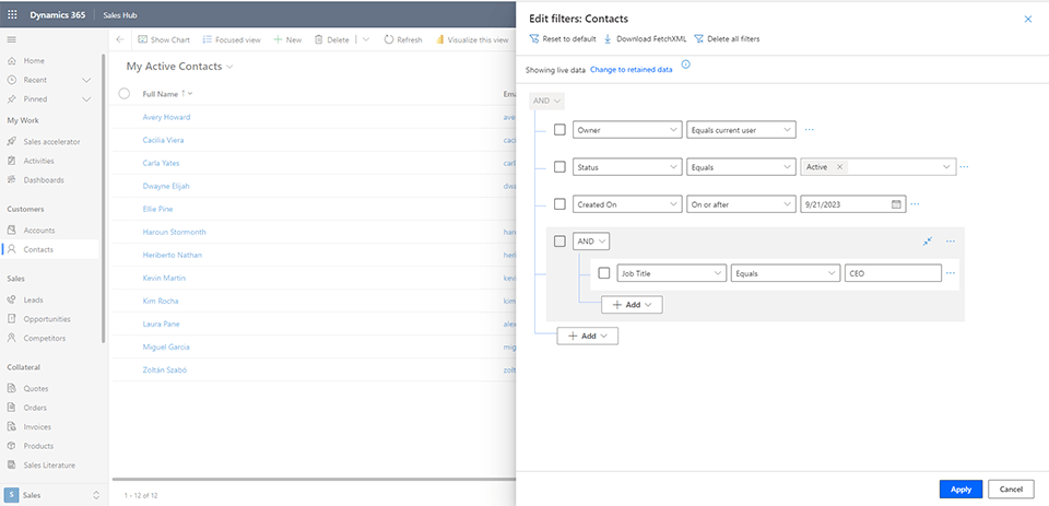 creating a view withing member management solution using filters
