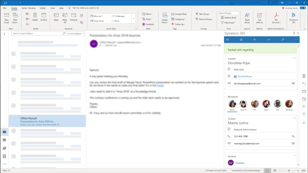 dynamics 365 and outlook integration