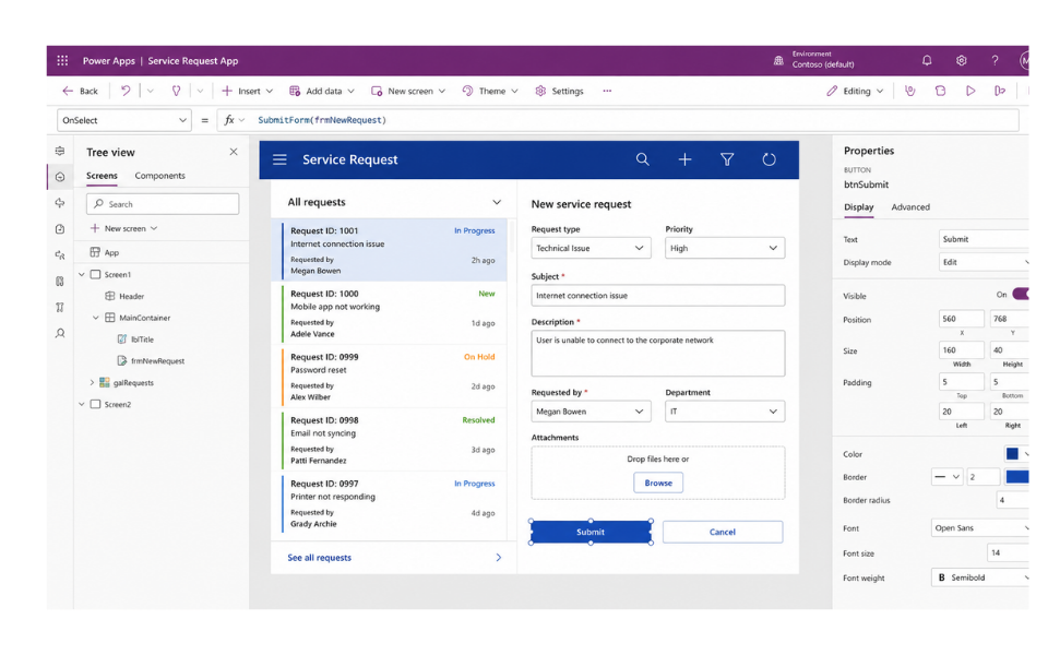 Power Apps - Service Request App Form